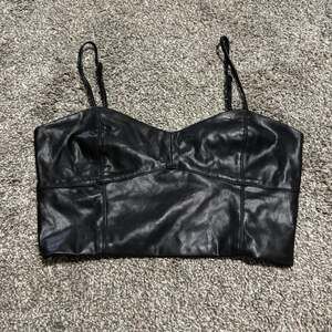 Native Daughters Black Faux Leather Crop Top Bustier